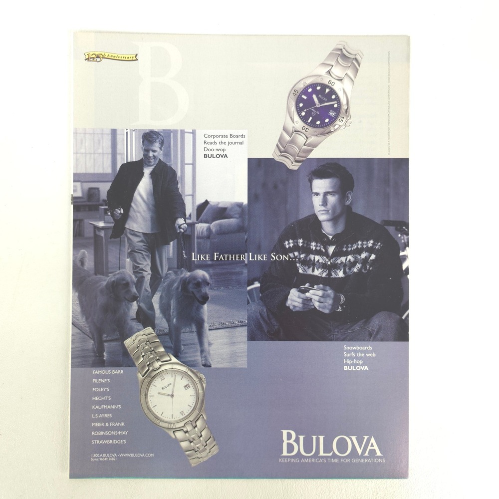 Bulova 125th Anniversary Print Ad Watch Fashion Collector Display Boutique Decor